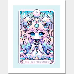 High Priestess Tarot Card Kawaii Cute Pastel Goth Anime Posters and Art